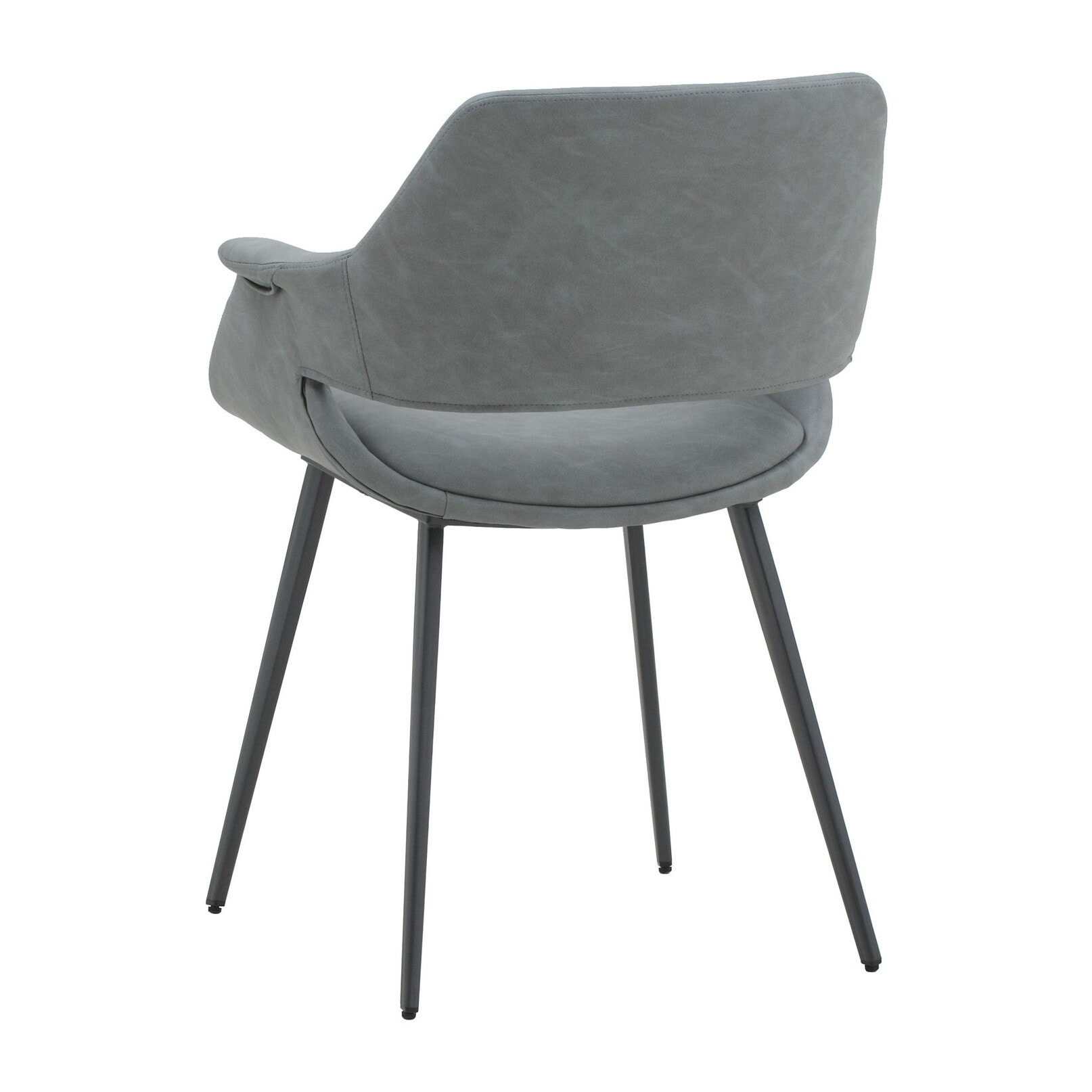 Set di 4 sedie EMBAJADORES in similpelle grigio e gambe in metallo nero, con braccioli