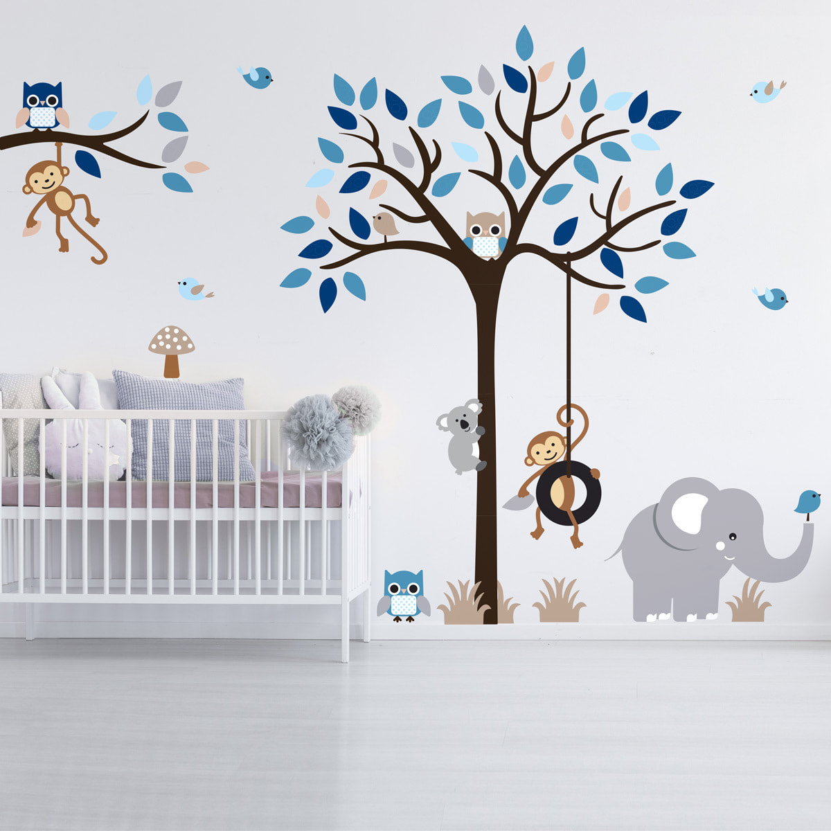 Stickers muraux | Sticker Mural Autocollant - ANIMAUX ATTENDRISSANTS DANS LA JUNGLE - Stickers adhésifs
