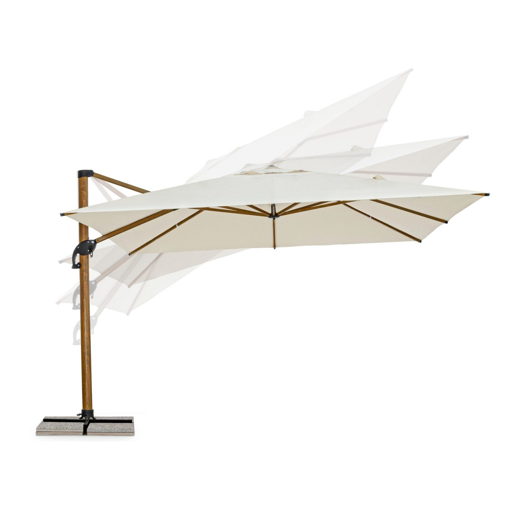 Ombrellone a braccio ORION in alluminio effetto legno, telo beige 4x4