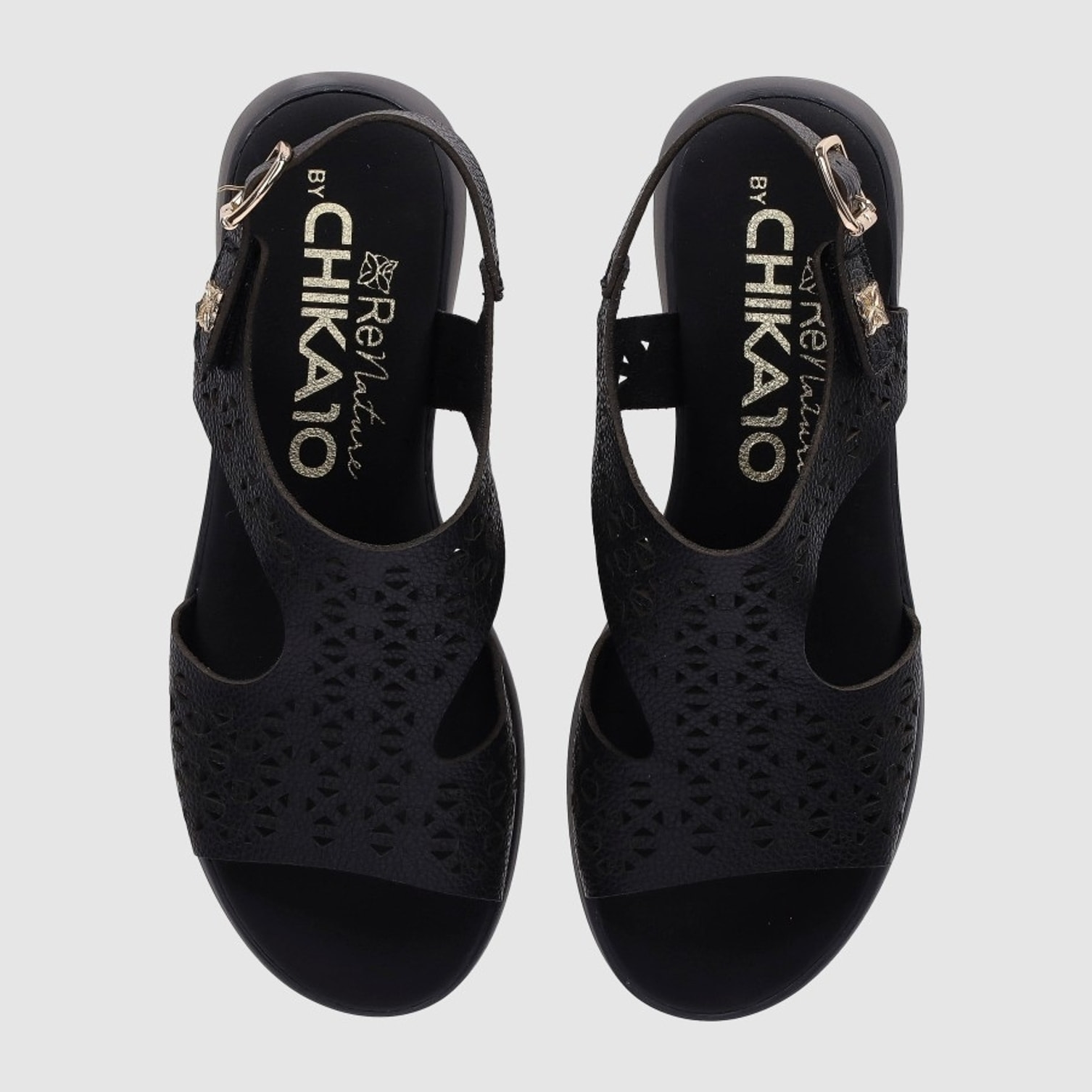 Sandalias de Piel - Negro - Tacón: 3 cm