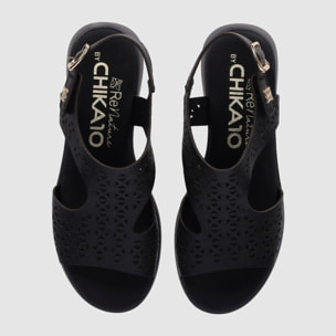 Sandalias de Piel - Negro - Tacón: 3 cm