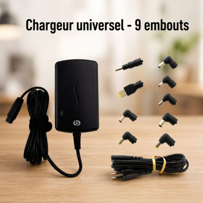 Chargeur ordinateur portable ESSENTIELB PC 45W universel 9 embouts
