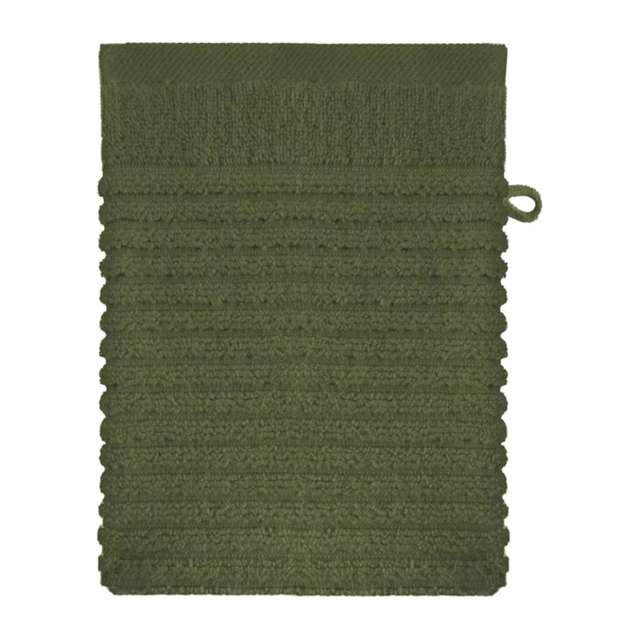 Gant de toilette pur coton 560 g/m² uni vert Vitae sauge