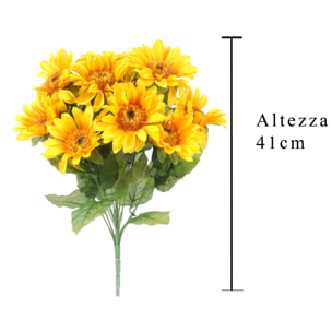 Bouquet Di Girasoli Con 12 Fiori. Altezza 41 Cm - Pezzi 4 - 23X41X23cm - Colore: Giallo - Bianchi Dino - Fiori Artificiali