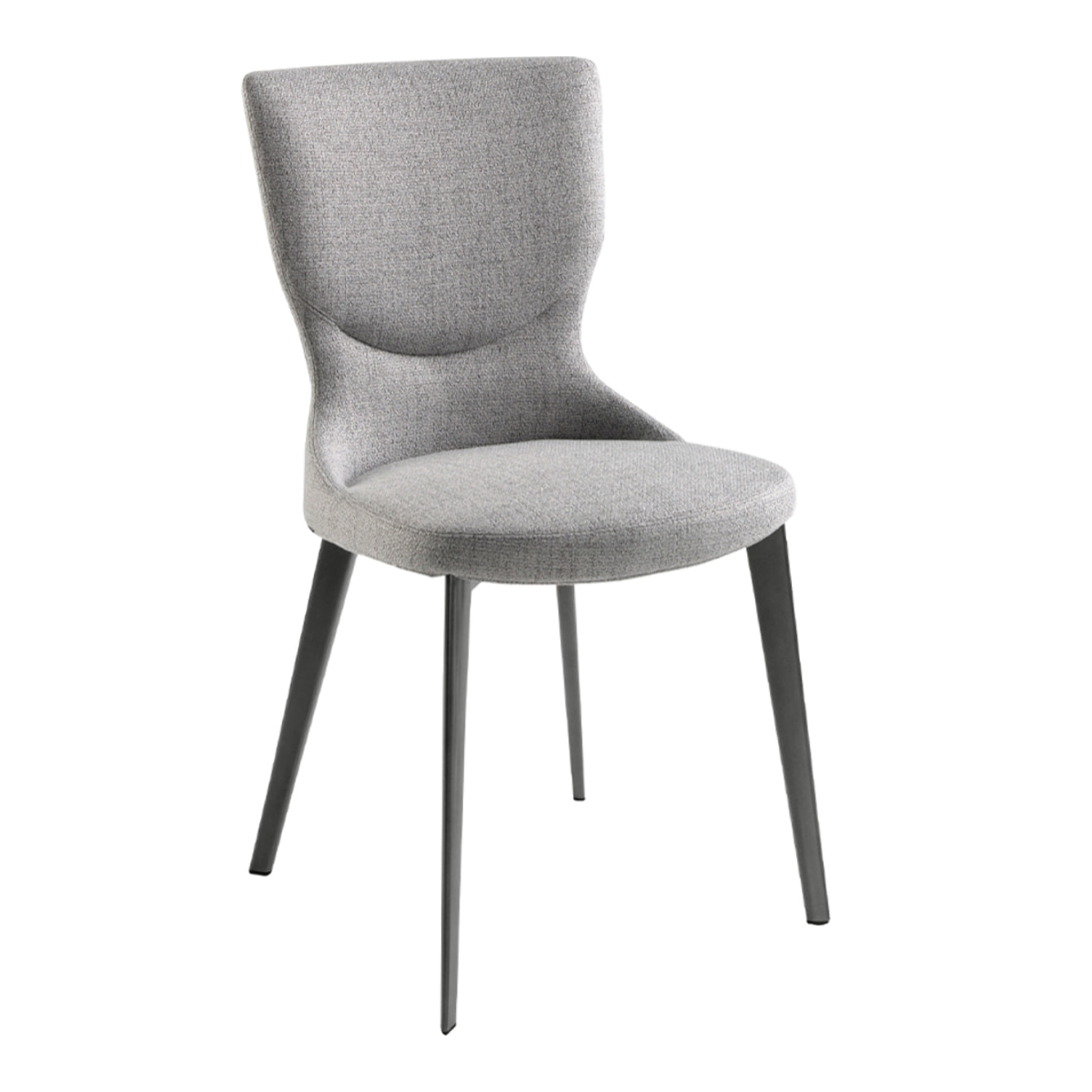 Silla Angel Cerdá con asiento y respaldo tapizados en tela en gris patas de acero inoxidable en gris antracita metal 45x57x84cm