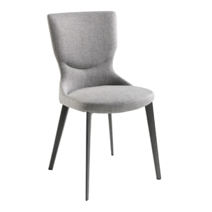 Silla Angel Cerdá con asiento y respaldo tapizados en tela en gris patas de acero inoxidable en gris antracita metal 45x57x84cm