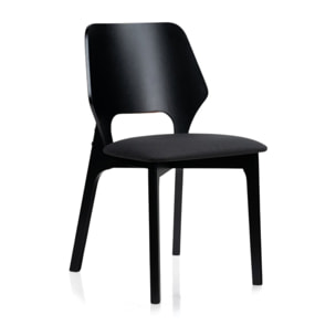 Lot de 2 chaises Tomasucci NATACHA, en bois noir et tissu noir, 48 x 55 x H.84 cm