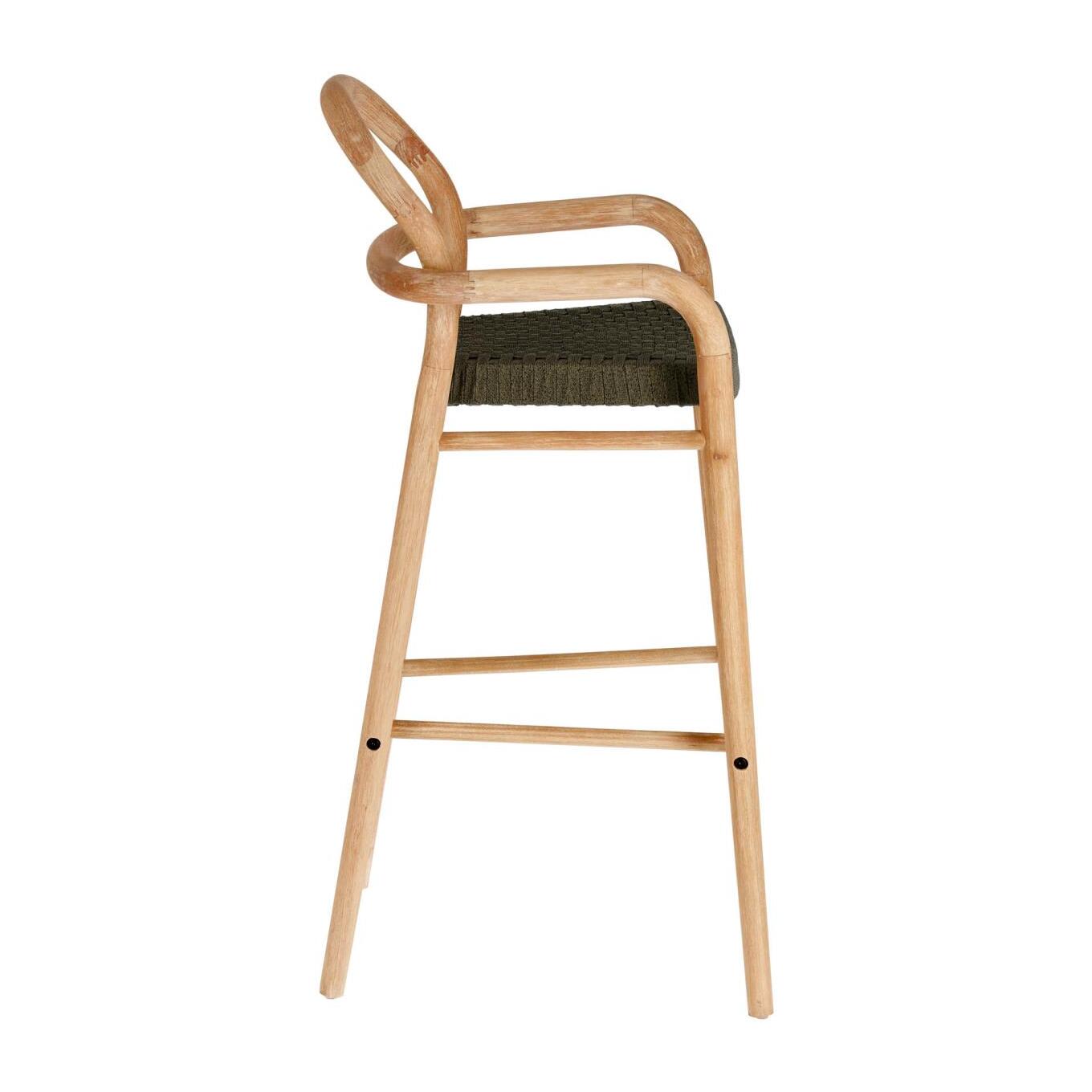 Tabouret Sheryl en bois d'eucalyptus et corde vert hauteur 79 cm FSC 100 %La Forma -