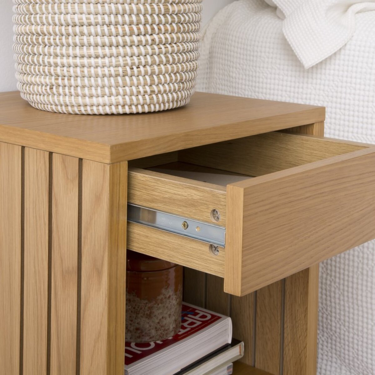 Table de chevet Haiku -tableau en tôle naturelle-couleur chêne naturel 40 x 50 x 40 cm