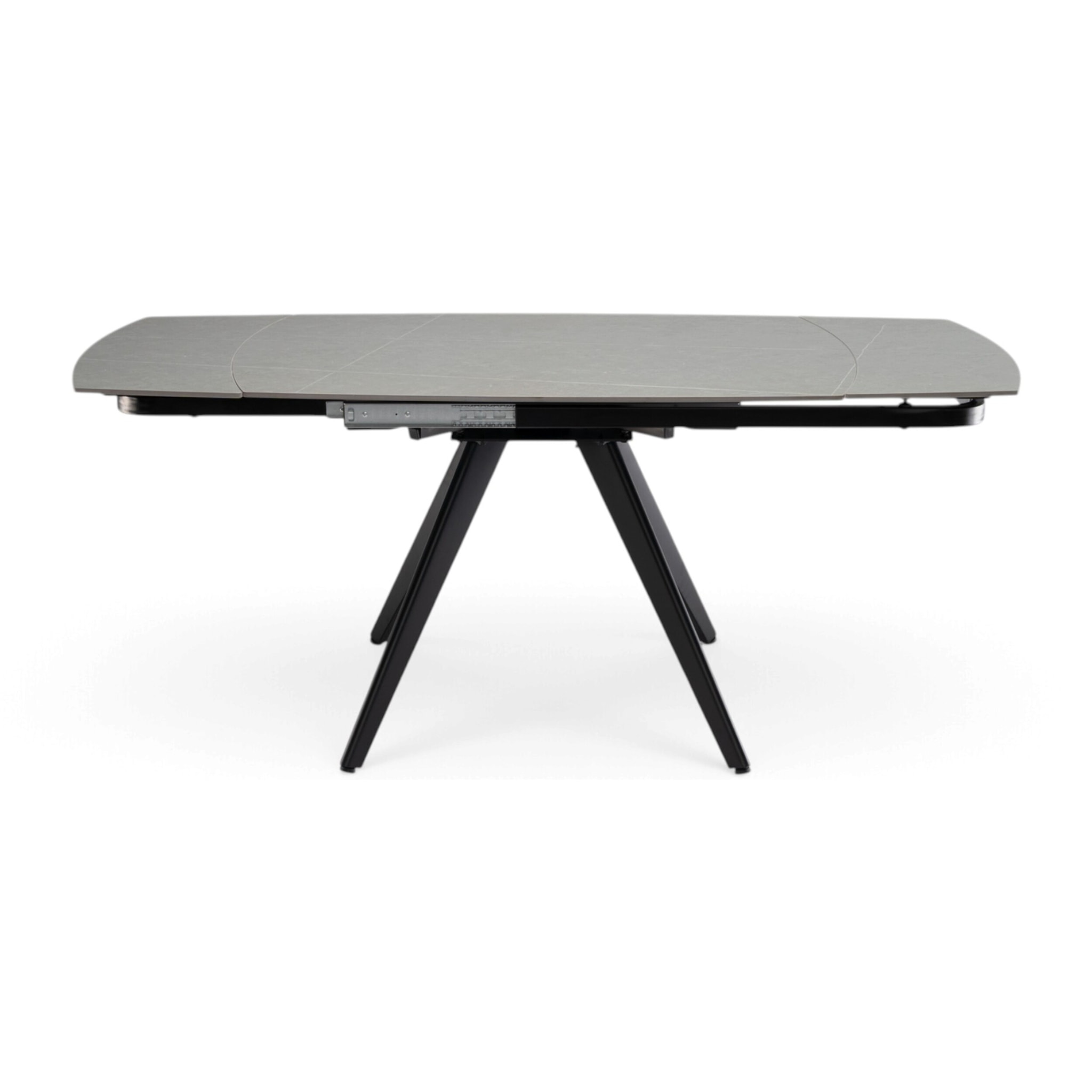 Tavolo allungabile LAVEZZI in ceramica, finitura pietra grigio e gambe in metallo nere - 120×80x78 – 180×80x75 cm
