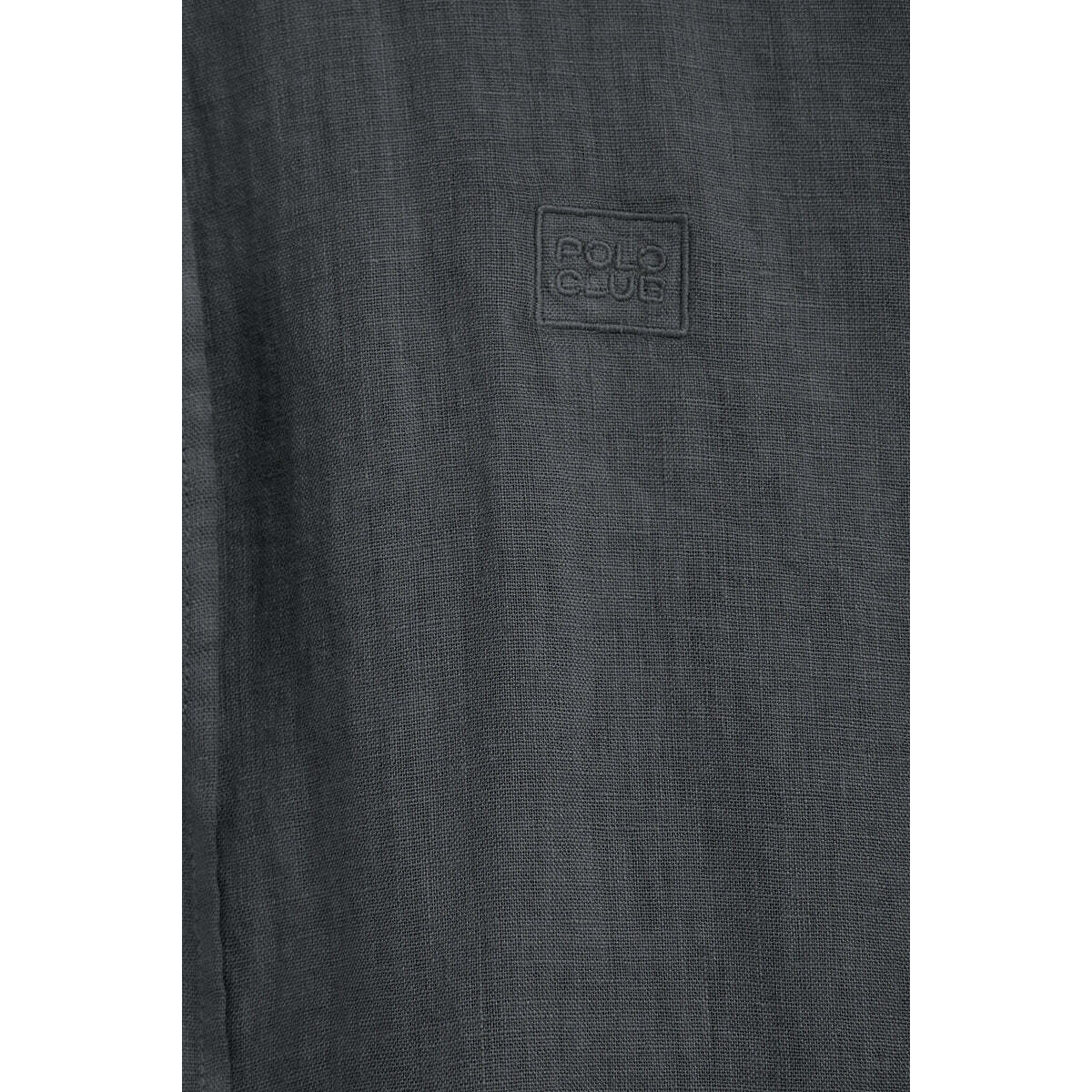 Camicia grigio pietra in lino regular fit con toppa Polo Club