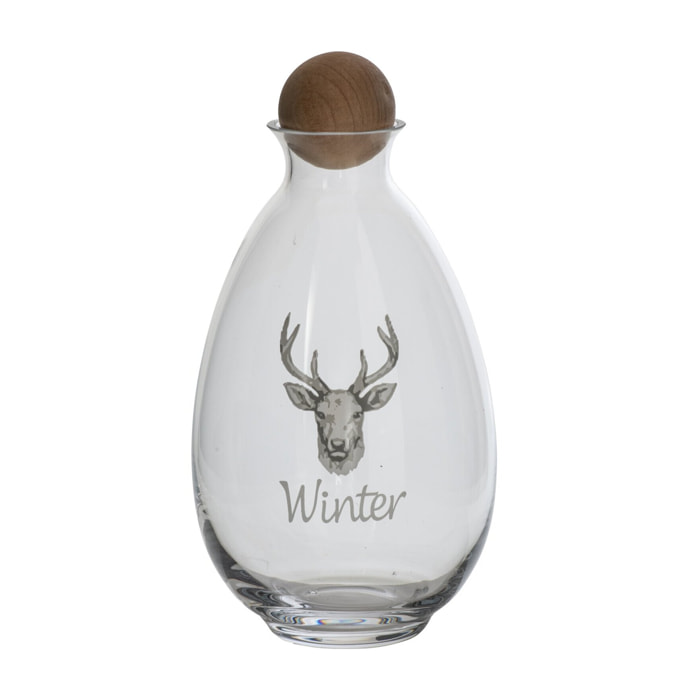 J-Line Cruche Cerf Verre Blanc/Naturel