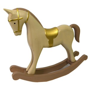 Cavallo a dondolo in legno oro beige cm26,5x6,5h23