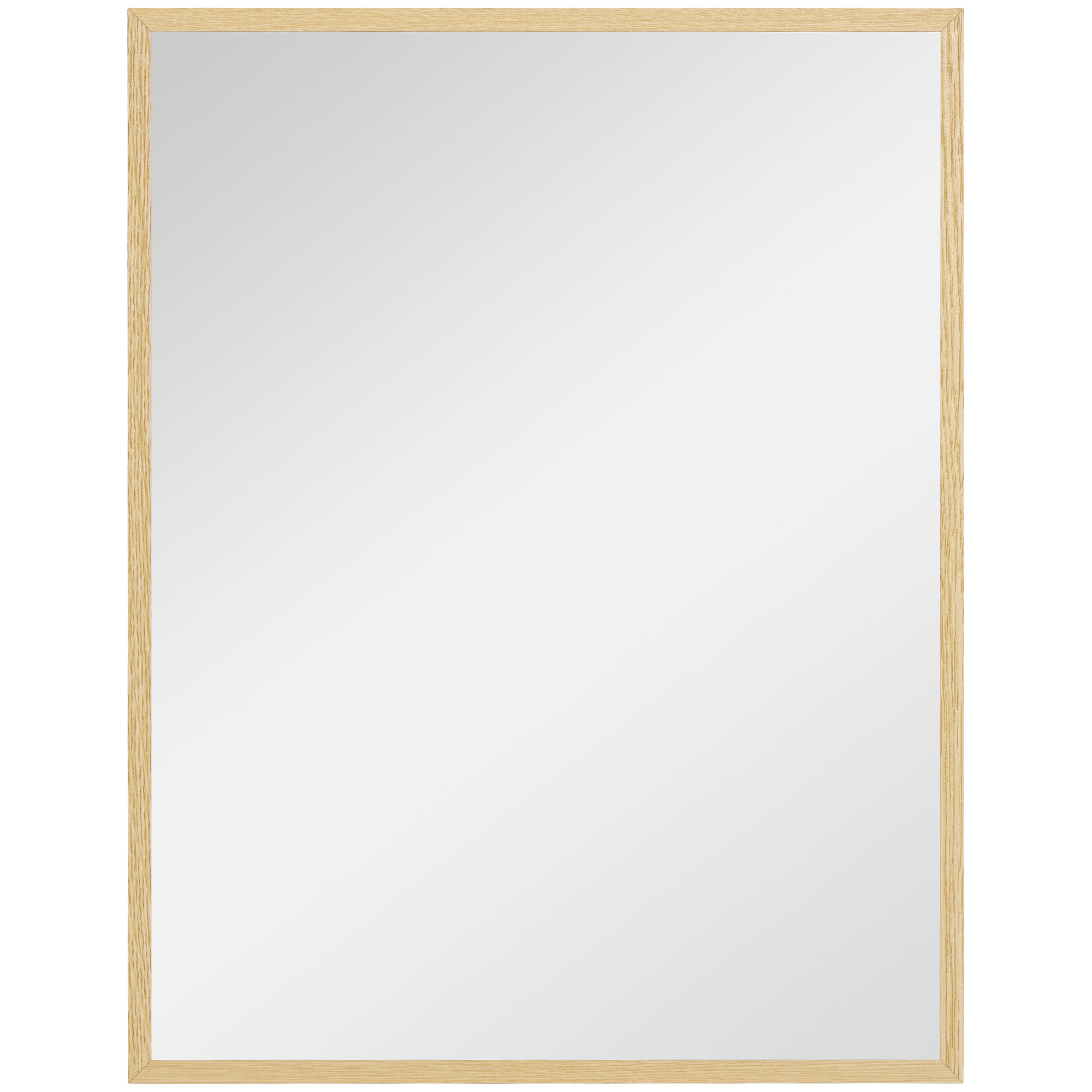 Miroir mural rectangulaire dim. 70L x 90H cm cadre MDF aspect bois clair