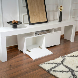 Banc TV moderne blanc avec rangement - effet laque MARFA