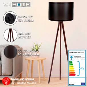 Lámpara de pie 145 cm. negro/nogal, tipo E 27 Max 45 - 60 W