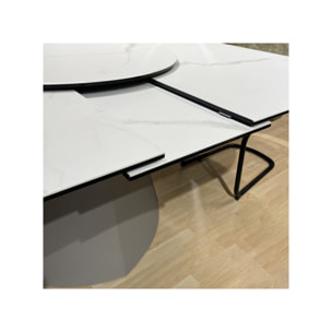 Table extensible 140 à 174 cm blanc plateau de service tournant - TETRIS