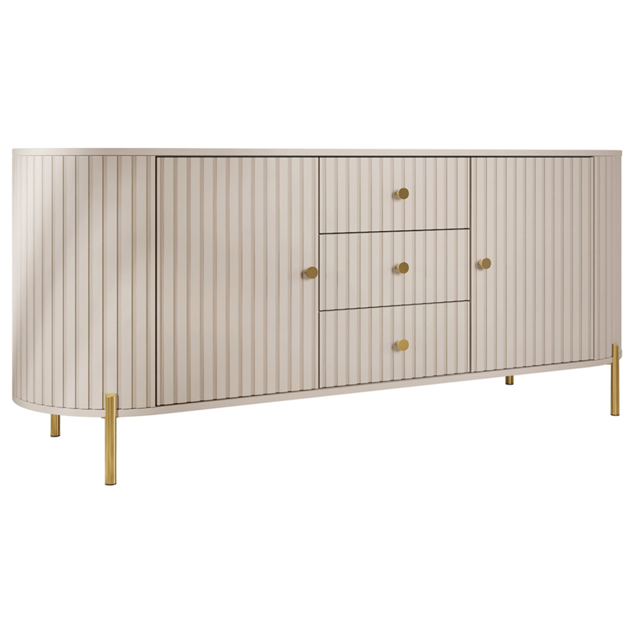 Jaime - buffet bas 178 cm - 3 tiroirs, 2 portes et 2 étagères - Beige