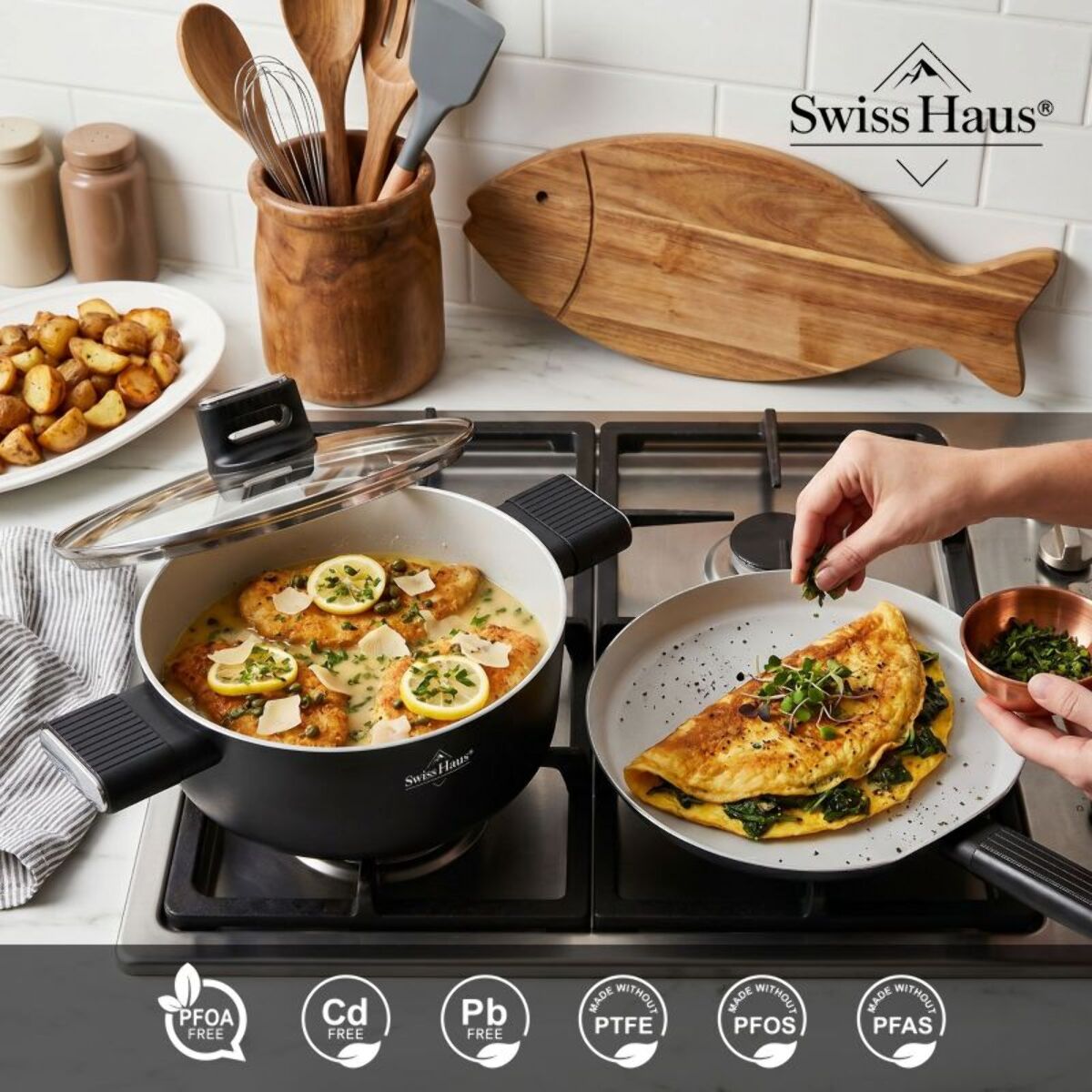Poêle à crêpe 24cm Tous feux dont induction Noir Swiss Haus SH-SCCP24B