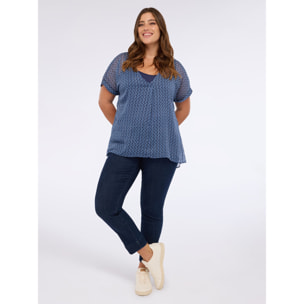 Fiorella Rubino - Blusa de crepé con escote en V - Azul