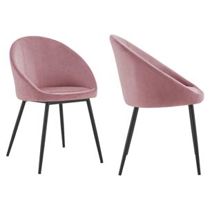 Lot de 2 chaises vintage DIANE velours rose