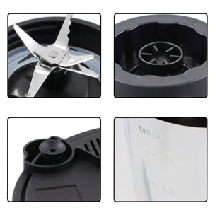 Frullatore 2 in 1 in vetro 1,5L in acciaio inox. Caraffa in vetro, 1500W, lame in acciaio inox, tritaghiaccio, frullati, succhi. 3 velocità. Bicchiere ausiliario.