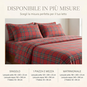 Set Lenzuola Singolo in Flanella, Tessuto in Cotone anti Pilling, Lenzuolo Sotto con Angoli + Lenzuolo Sopra + 1 Federa, Morbido, Confortevole