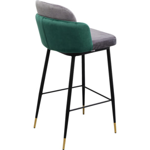 Tabouret de bar Hojas velours gris et vert Kare Design