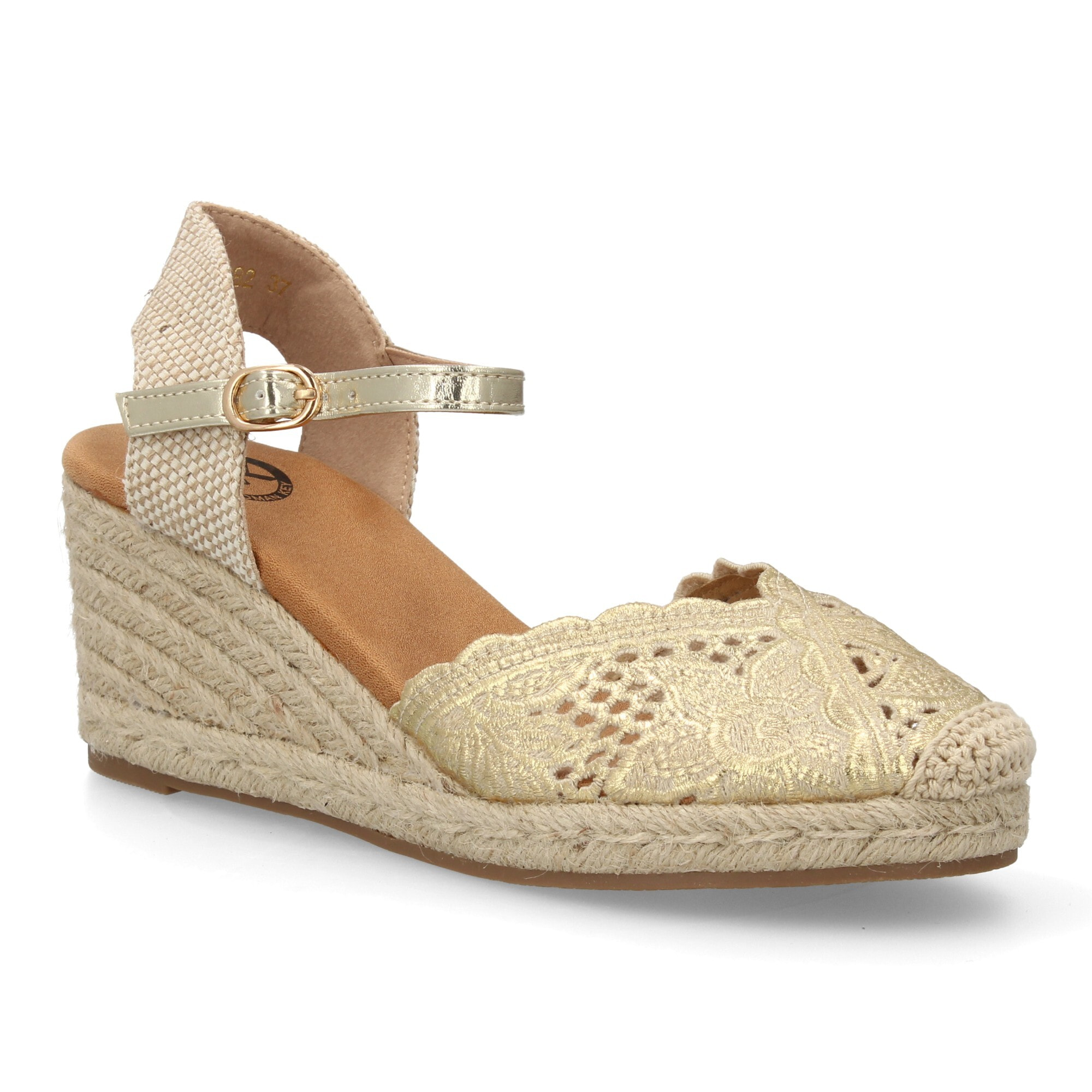 Alpargata valenciana cuña con adornos calados para mujer