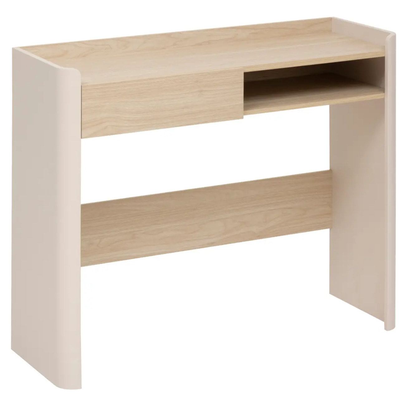 Console Roundy blanc ivoire et bois
