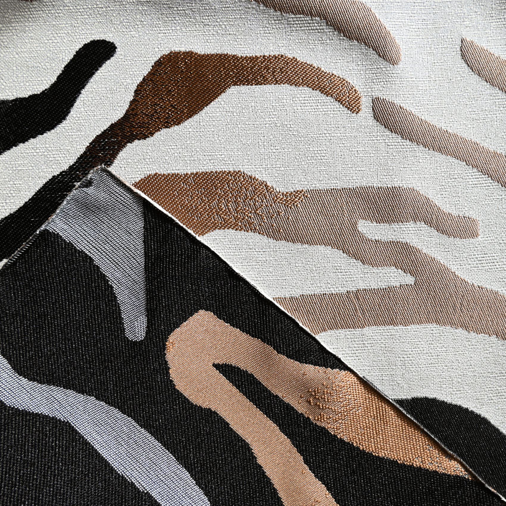 Tissu jacquard ameublement motif zèbre dégradé - Jaune Ocre