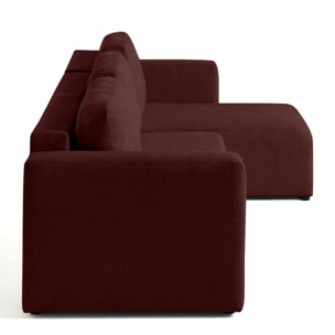 Canopy - canapé d'angle réversible - 4 places - convertible avec coffre - en tissu texturé - Prune