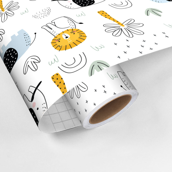 Rouleau revêtement adhésif vinyle au mètre - Sticker lavable Cuisine Meuble Armoire Porte - ANIMAUX AFRICAINS