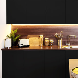 Rouleau adhésif décoratif Vinyle au Mètre - Noir - Sticker Lavable Imperméable Mur Cuisine Meubles
