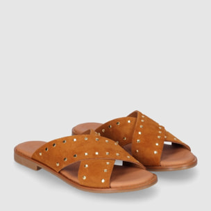 Sandalias de Serraje - Cuero - Tacón: Bajo