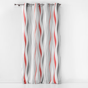 Rideau tamisant à rayures ondulées - Rouge