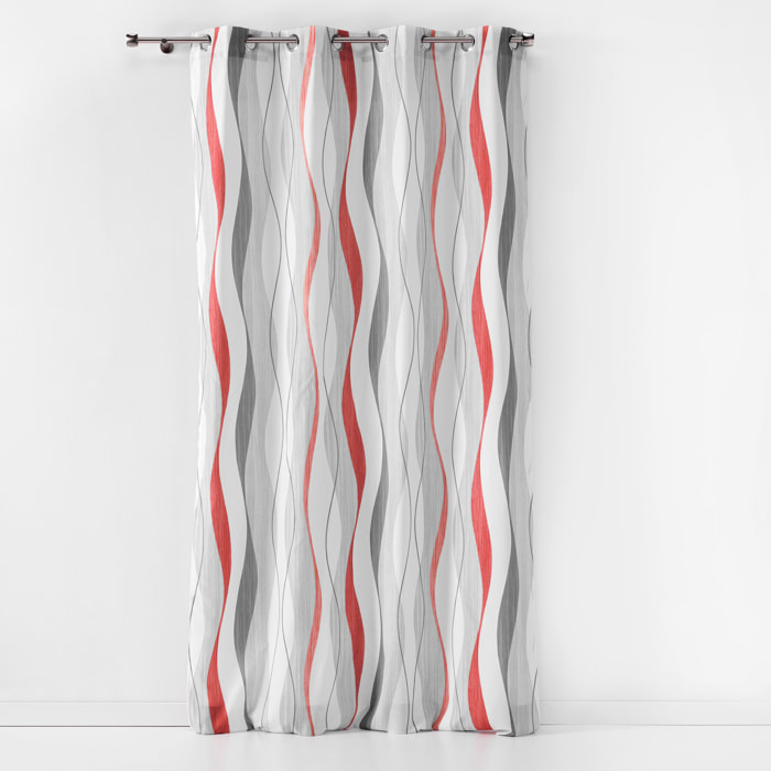 Rideau tamisant à rayures ondulées - Rouge