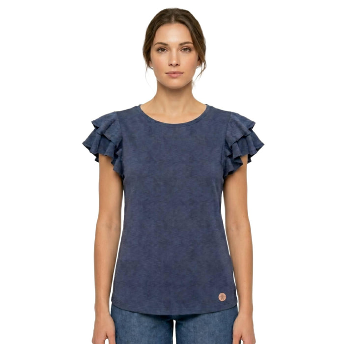 Camiseta de manga corta estilo safari urbano para mujer