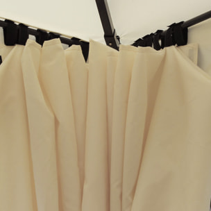 de Jardín 4x3 m, Pabellón de Jardín Gazebo con Doble Techo, 4 Cortinas, Marco de Acero, 8 Orificios de Drenaje, Anti-UV, Carpa para Exterior, Terraza, Patio, Blanco Crema