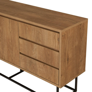 Consolle Kuwait, Tavolo multiuso, Mobiletto d'appoggio, Scrivania da corridoio, 140x36h72 cm, Noce e Nero