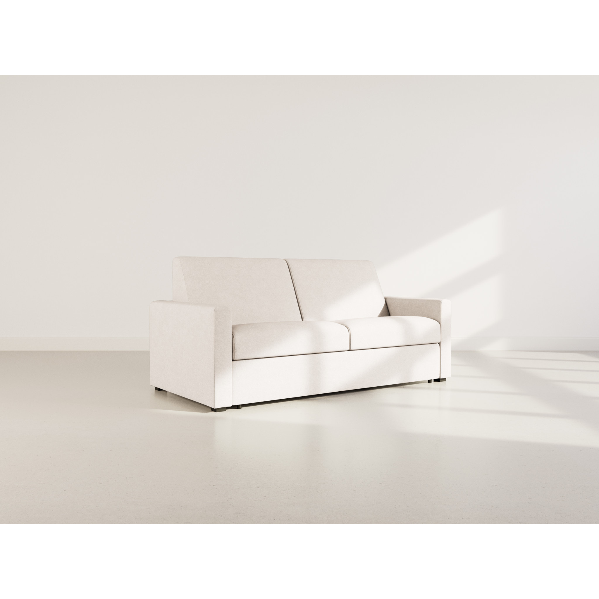 Julia - canapé lit 3 places convertible express couchage quotidien 140 cm matelas 14 cm en tissu - Beige
