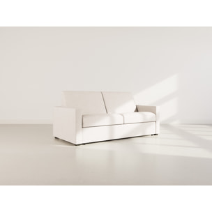 Julia - canapé lit 3 places convertible express couchage quotidien 140 cm matelas 14 cm en tissu - Beige