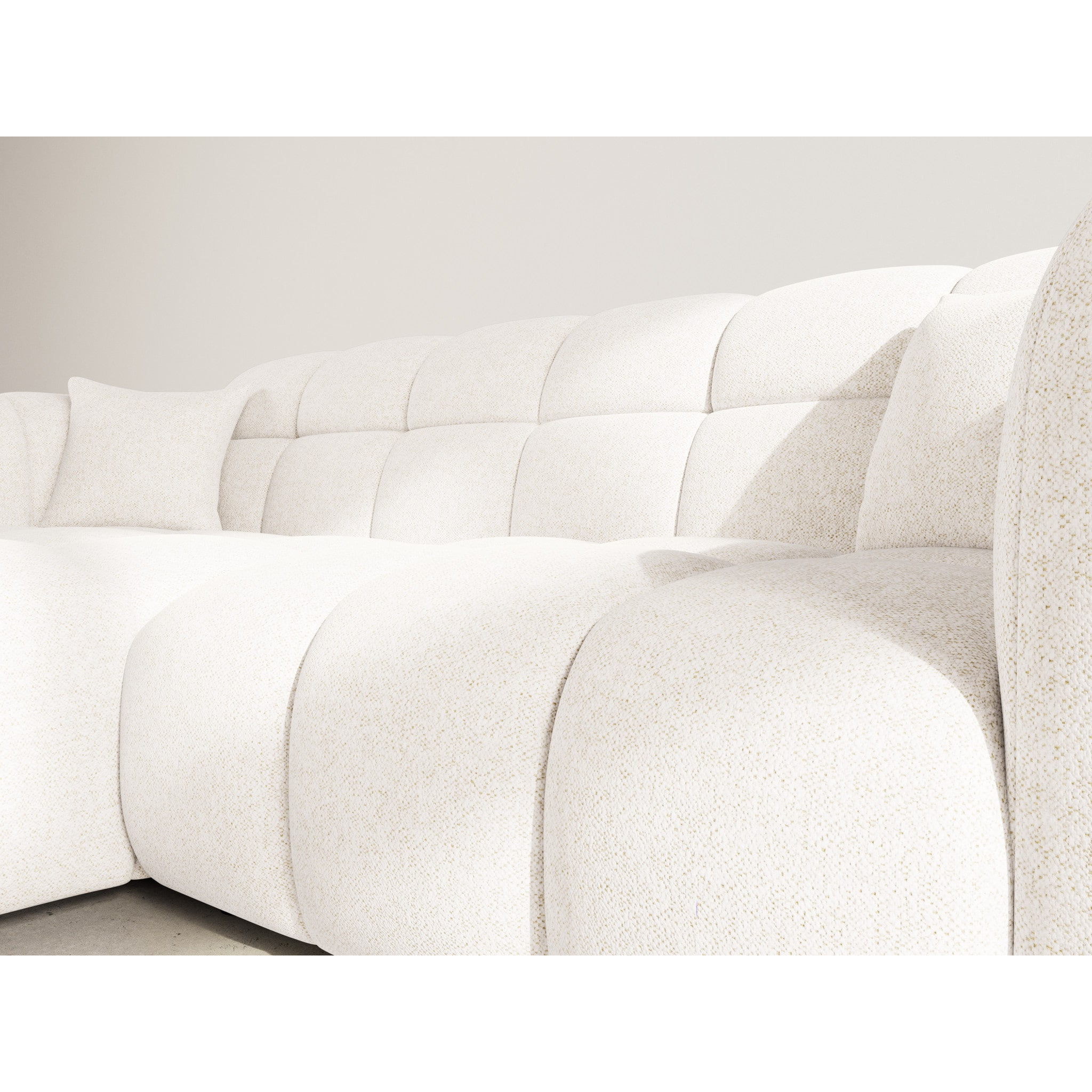 Mini Ray - Canapé d'angle gauche 4 places en tissu texturé - Beige