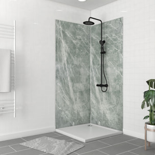 Pack de 2 Panneaux Muraux Pierre Artic Green 90+90x210 cm avec Profilés ANODISE BRILLANT - STONE'IT