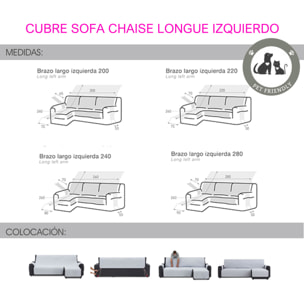 Cubre sofá para Chaise Longue DRY acolchado y antimanchas marfil (brazo izquierdo)
