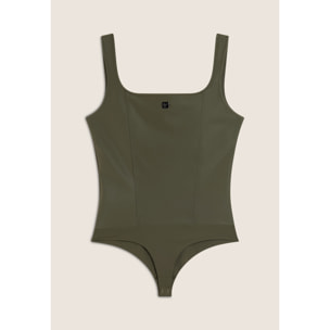 Body scollo quadrato in similpelle lucida