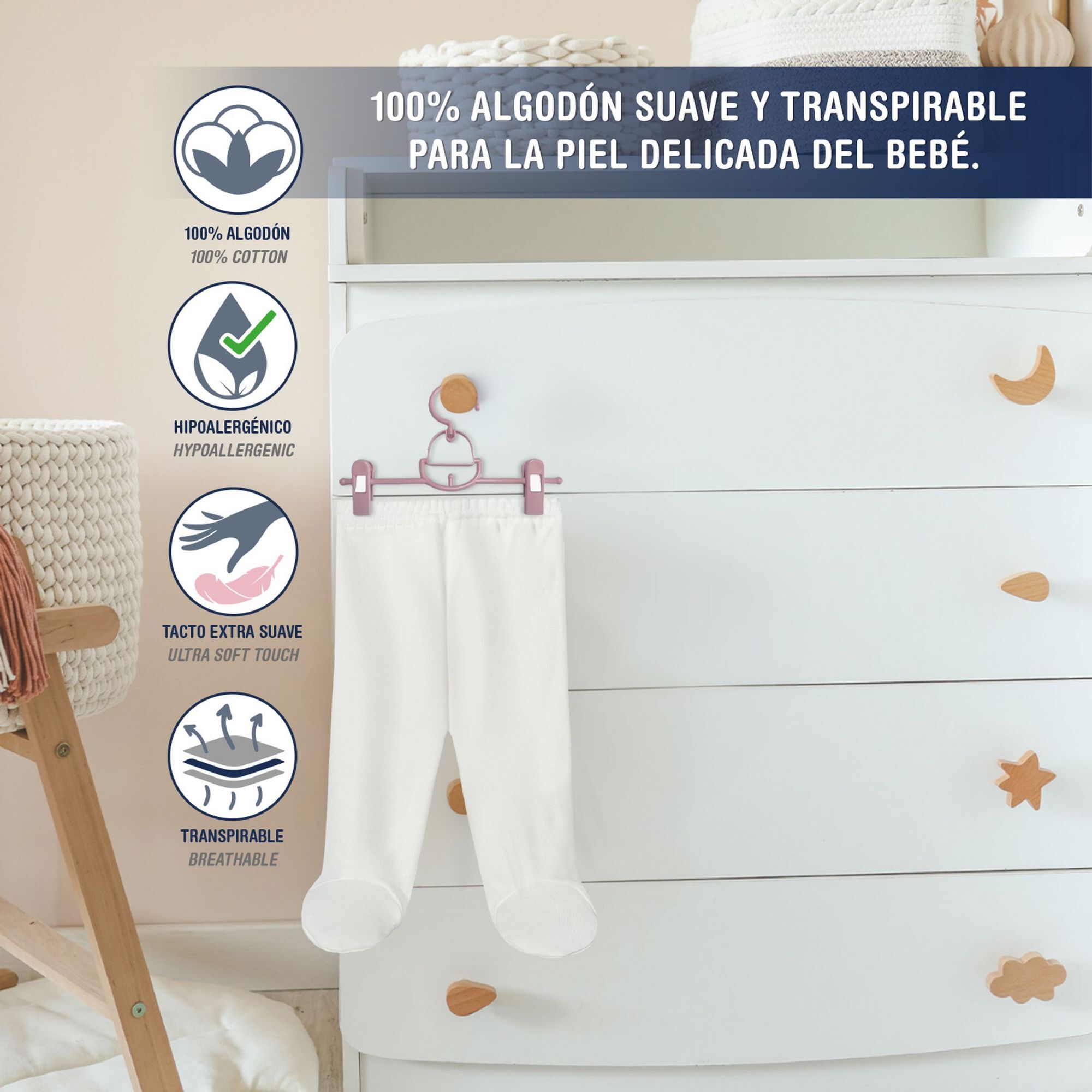 Polaina bebé algodón con pies invierno