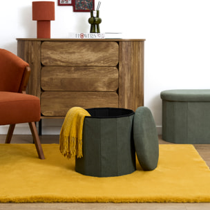 Coffre Pouf Pliable - HOME DECO FACTORY - Jules - Côtelé - Vert