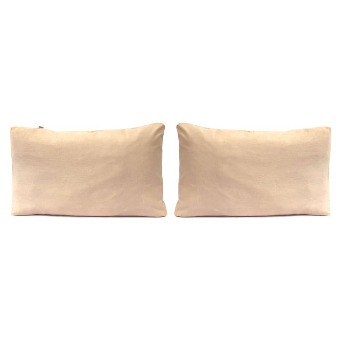 2 taies d'oreiller en lin/coton organic UNI - aube