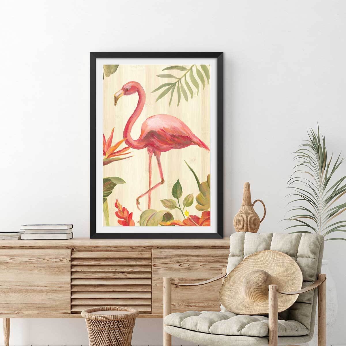 Poster Flamant rose tropical Affiche seule